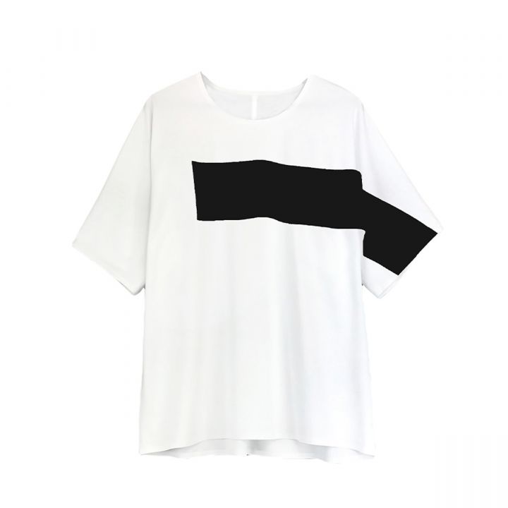 Cotton Jersey Printed Boxy T-Shirt/White