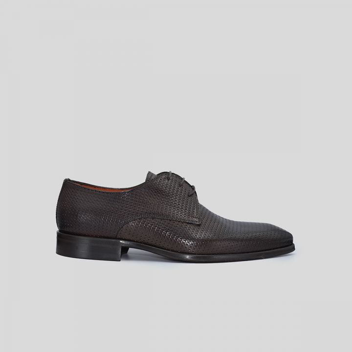 Brown Textured Oxford Shoes