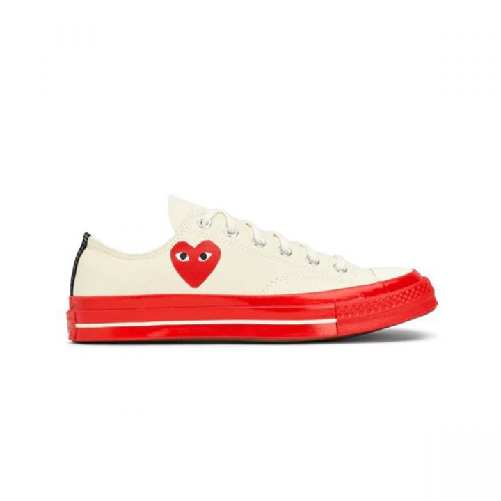 White Low Top Red Sole Sneakers