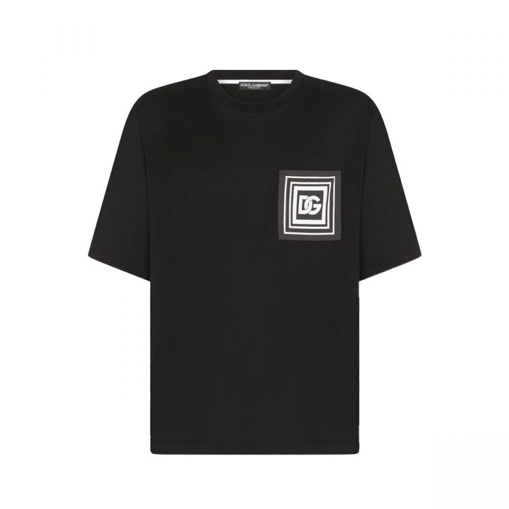 Logo Print Black Cotton T-Shirt