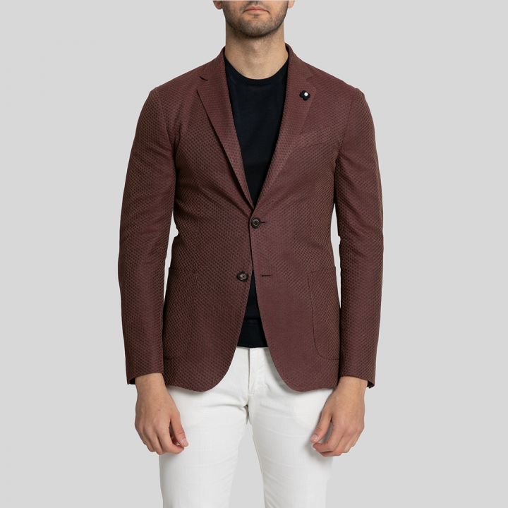 Fitted Single Breasted Blazer-Brown