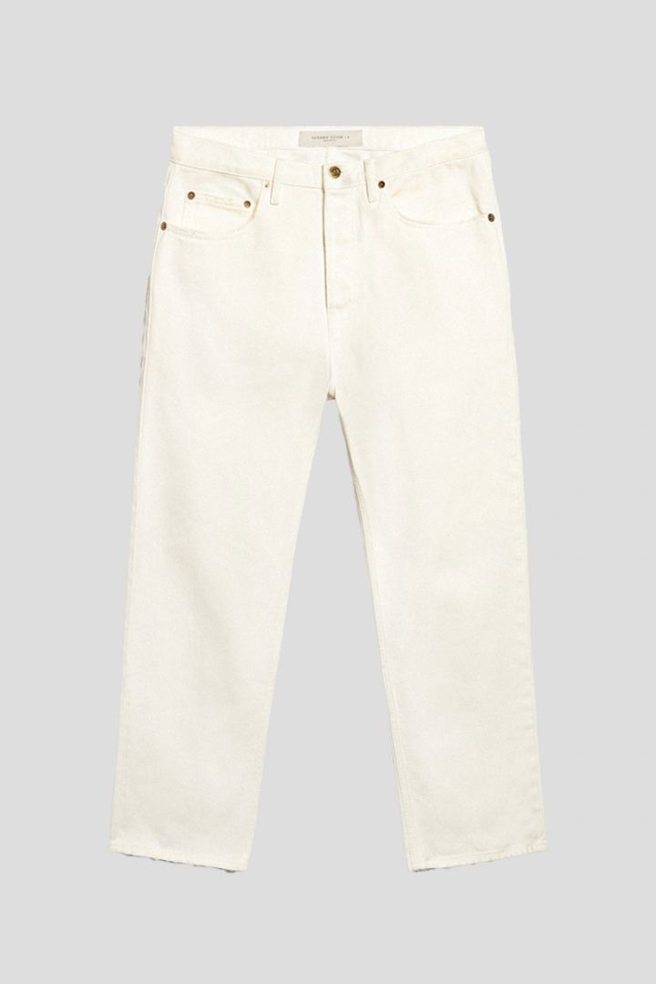 Stonewashed-Effect White Jeans