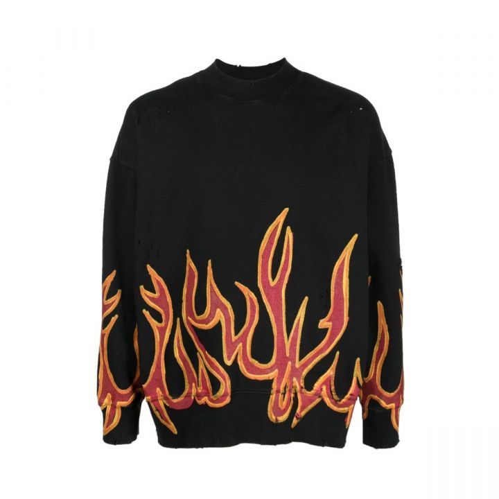 Graffiti Flames Distressed Sweatshirt