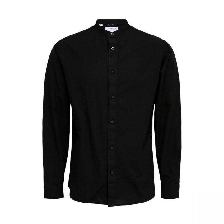 Slim-Fit Linen Shirt/Black