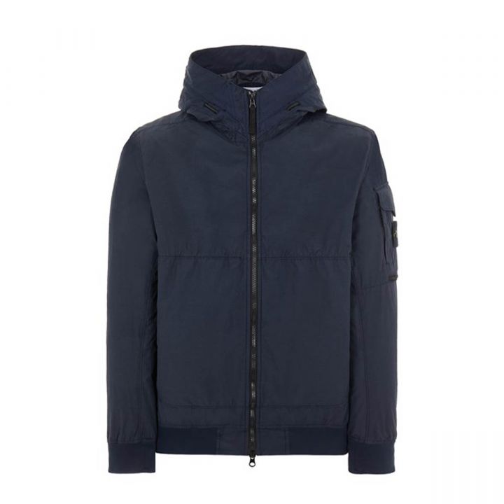 Logo Patch Hooded Zip-Up Jacket/Blue