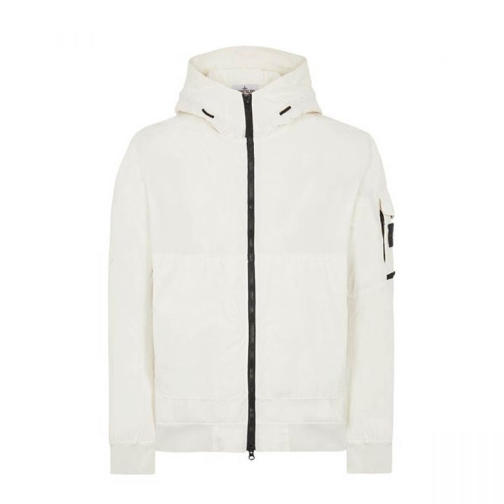 Logo Patch Hooded Zip-Up Jacket/Ice