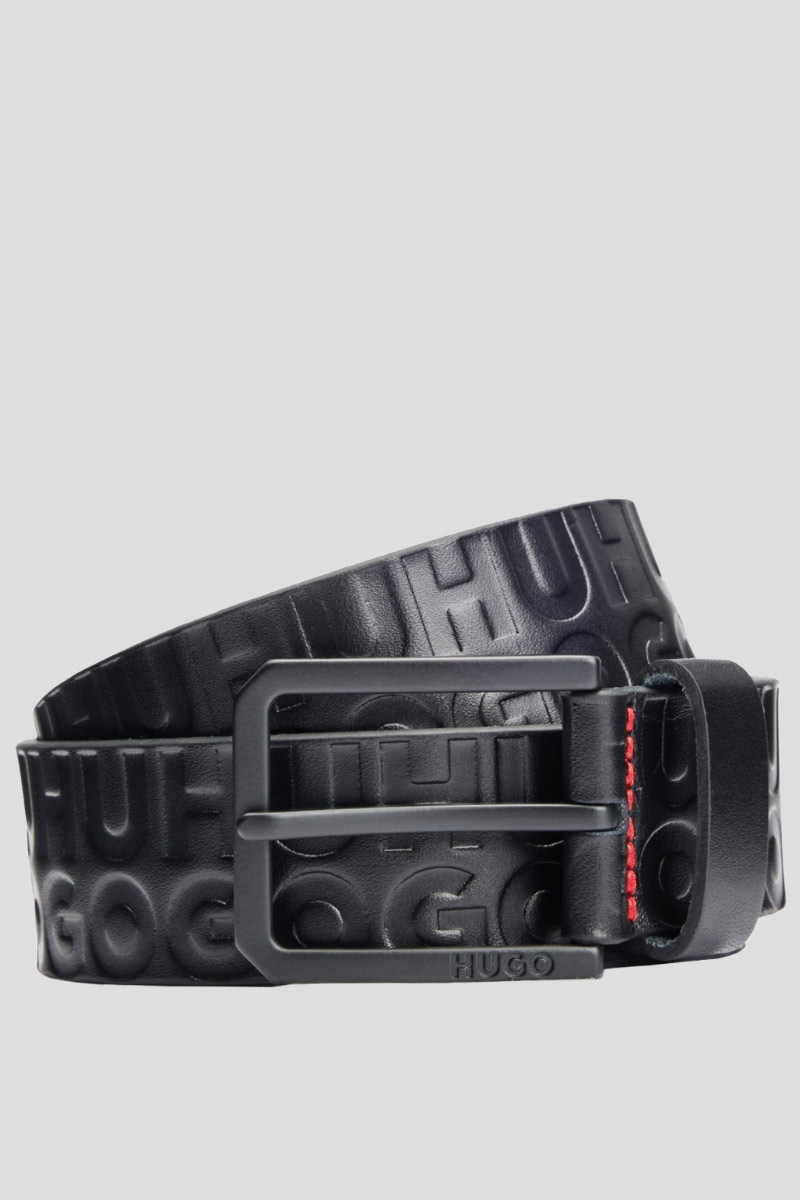 Ανδρικό Μαύρο Leather Belt With Logos HUGO